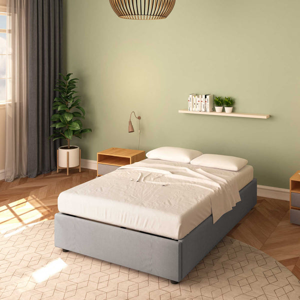 Baldiflex letto contenitore piazza e mezza senza testata in tessuto Cloe grigio