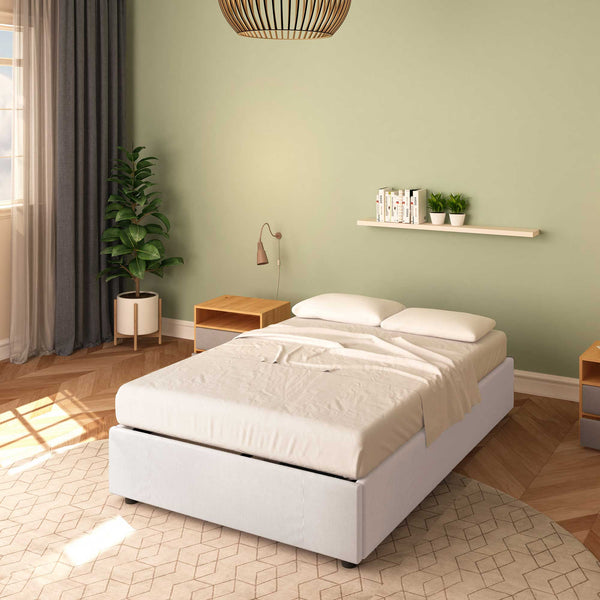 Baldiflex letto contenitore piazza e mezza senza testata in tessuto Cloe grigio chiaro