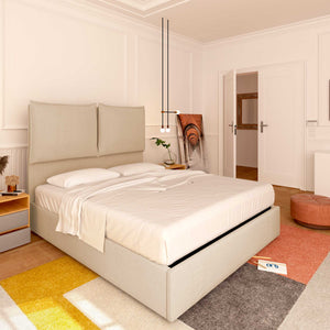 Baldiflex letto contenitore king size in tessuto Licia XL beige da sinistra