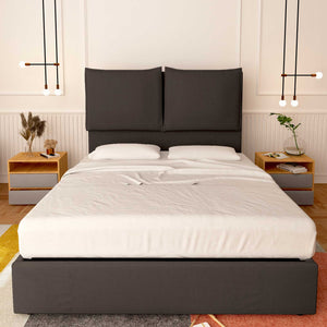 Baldiflex letto contenitore king size in tessuto Licia XL beige fronte