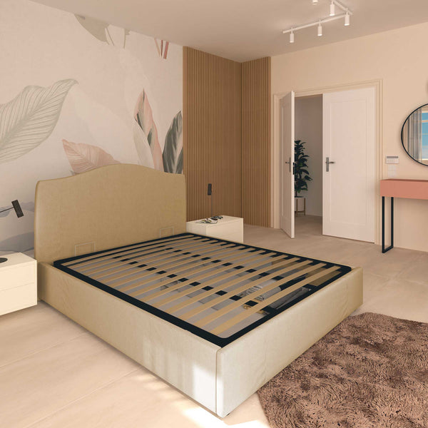 Lit coffre une place et demie en tissu Vittoria