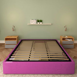 Baldiflex letto contenitore king size queen size senza testata in tessuto Cloe fucsia fronte