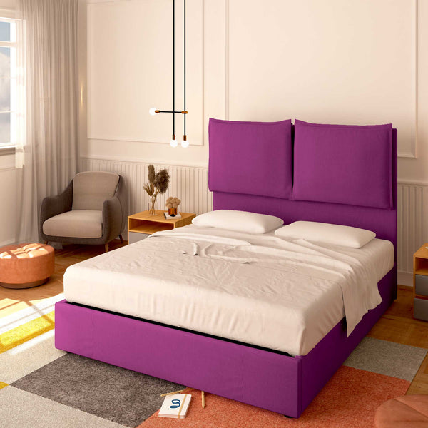 Baldiflex letto contenitore matrimoniale in tessuto Licia XL fucsia da destra