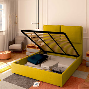 Baldiflex letto contenitore singolo in tessuto Licia XL giallo senape