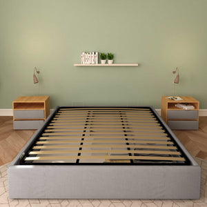 Baldiflex letto contenitore king size queen size senza testata in tessuto Cloe grigio frontale
