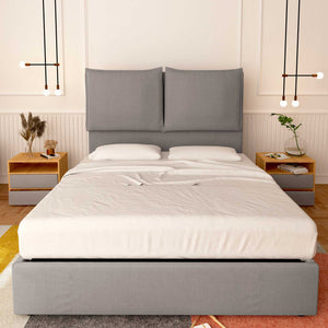 Baldiflex letto contenitore matrimoniale in tessuto Licia XL grigio fronte