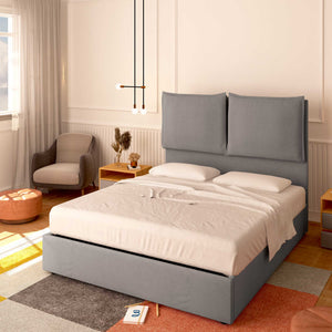 Baldiflex letto contenitore matrimoniale in tessuto Licia XL grigio da destra