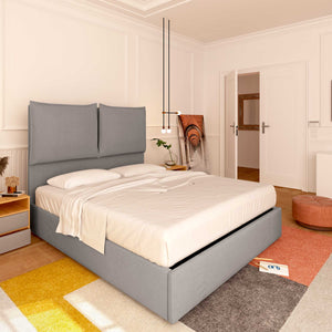 Baldiflex letto contenitore piazza e mezza in tessuto Licia XL grigio da sinistra