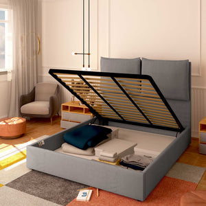 Baldiflex letto contenitore matrimoniale in tessuto Licia XL grigio