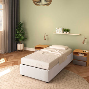 Baldiflex letto contenitore singolo senza testata in tessuto Cloe grigio chiaro