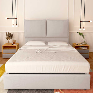 Baldiflex letto contenitore king size in tessuto Licia XL grigio chiaro fronte