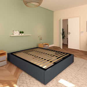 Baldiflex letto contenitore king size queen size senza testata in tessuto Cloe grigio grafite da dùestra
