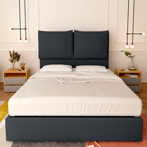 Baldiflex letto contenitore matrimoniale in tessuto Licia XL grigio grafite fronte