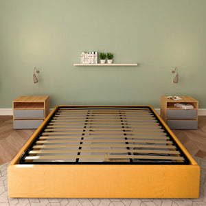 Baldiflex letto contenitore king size queen size senza testata in tessuto Cloe mango fronte