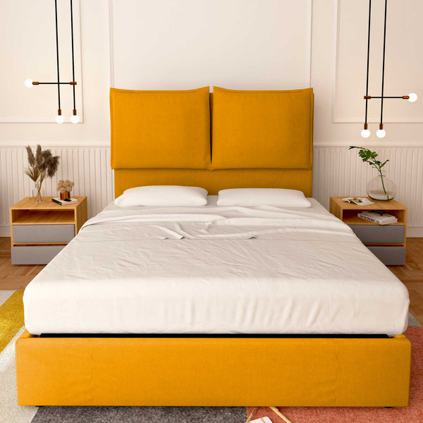 Baldiflex letto contenitore king size in tessuto Licia XL mango fronte