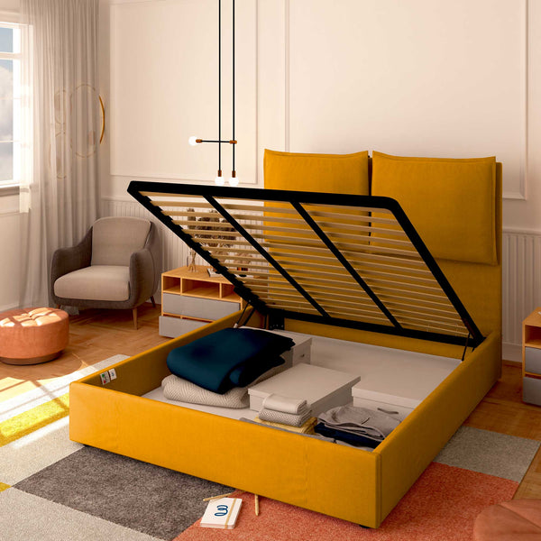 Baldiflex letto contenitore king size in tessuto Licia XL mango