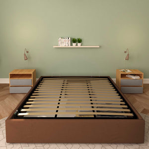 Baldiflex letto contenitore king size queen size senza testata in tessuto Cloe marrone fronte