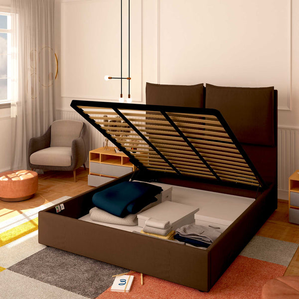 Baldiflex letto contenitore singolo in tessuto Licia XL marrone