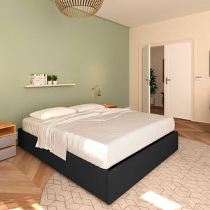 Baldiflex letto contenitore matrimoniale senza testata in tessuto Cloe nero da sinistra con materasso