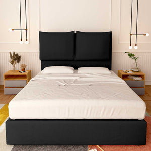 Baldiflex letto contenitore king size in tessuto Licia XL nero fronte