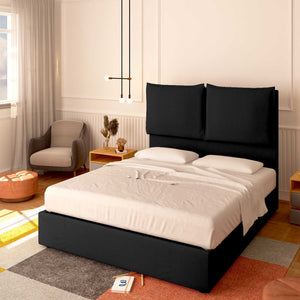 Baldiflex letto contenitore king size in tessuto Licia XL nero da destra