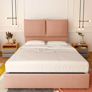 Baldiflex letto contenitore king size in tessuto Licia XL rosa antico fronte