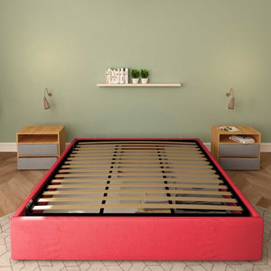 Baldiflex letto contenitore king size queen size senza testata in tessuto Cloe rosso fronte