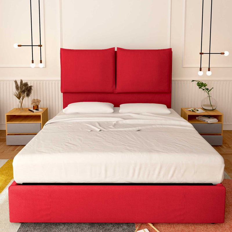 Baldiflex letto contenitore piazza e mezza in tessuto Licia XL rosso fronte