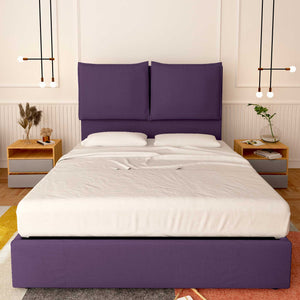 Baldiflex letto contenitore matrimoniale in tessuto Licia XL viola fronte