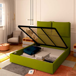 Baldiflex letto contenitore king size in tessuto Licia XL verde