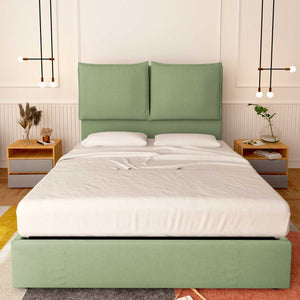 Baldiflex letto contenitore king size in tessuto Licia XL verde menta fronte