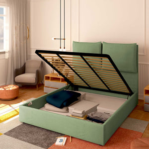 Baldiflex letto contenitore matrimoniale in tessuto Licia XL verde menta