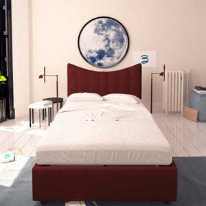 Baldiflex letto contenitore piazza e mezza in ecopelle Moon bordeaux fronte