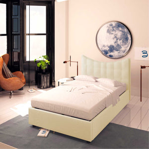 Baldiflex letto contenitore piazza e mezza in ecopelle Moon crema da destra