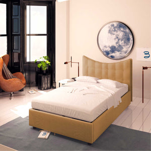 Baldiflex letto contenitore piazza e mezza in ecopelle Moon marrone chiaro da destra