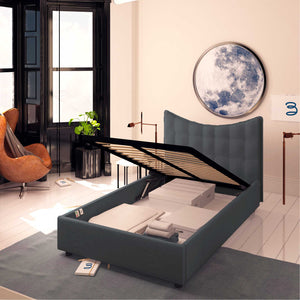 Baldiflex letto contenitore piazza e mezzo in tessuto Moon grigio grafite