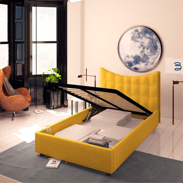 Baldiflex letto contenitore piazza e mezzo in tessuto Moon mango