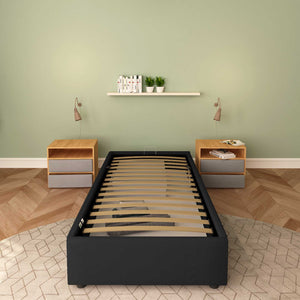 Baldiflex letto contenitore singolo senza testata in tessuto Cloe nero fronte