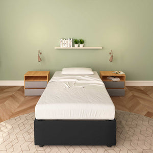 Baldiflex letto contenitore singolo senza testata in tessuto Cloe nero fronte