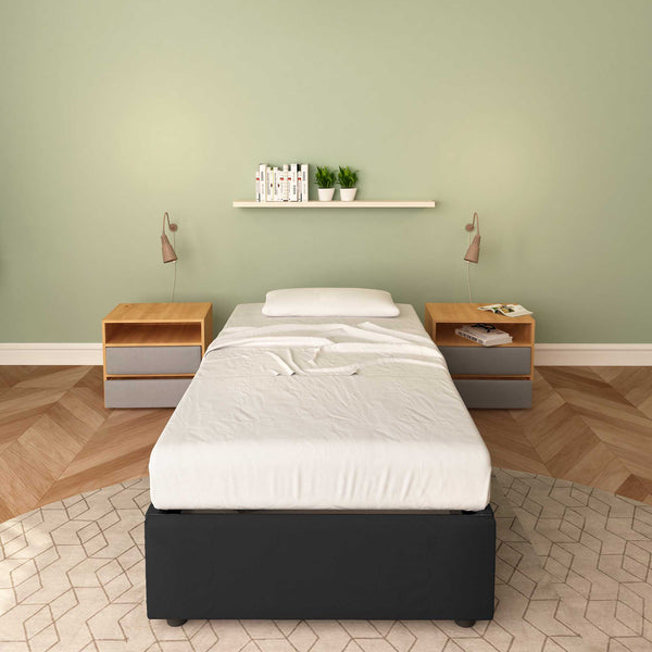 Baldiflex letto contenitore singolo senza testata in tessuto Cloe nero fronte