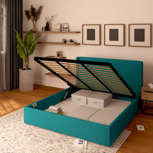 Lit coffre en tissu déhoussable Aurora