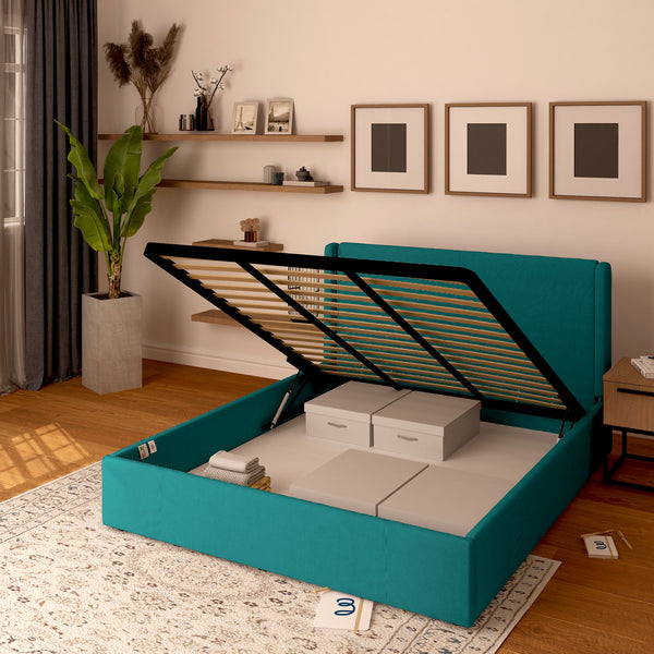 Lit coffre en tissu déhoussable Aurora