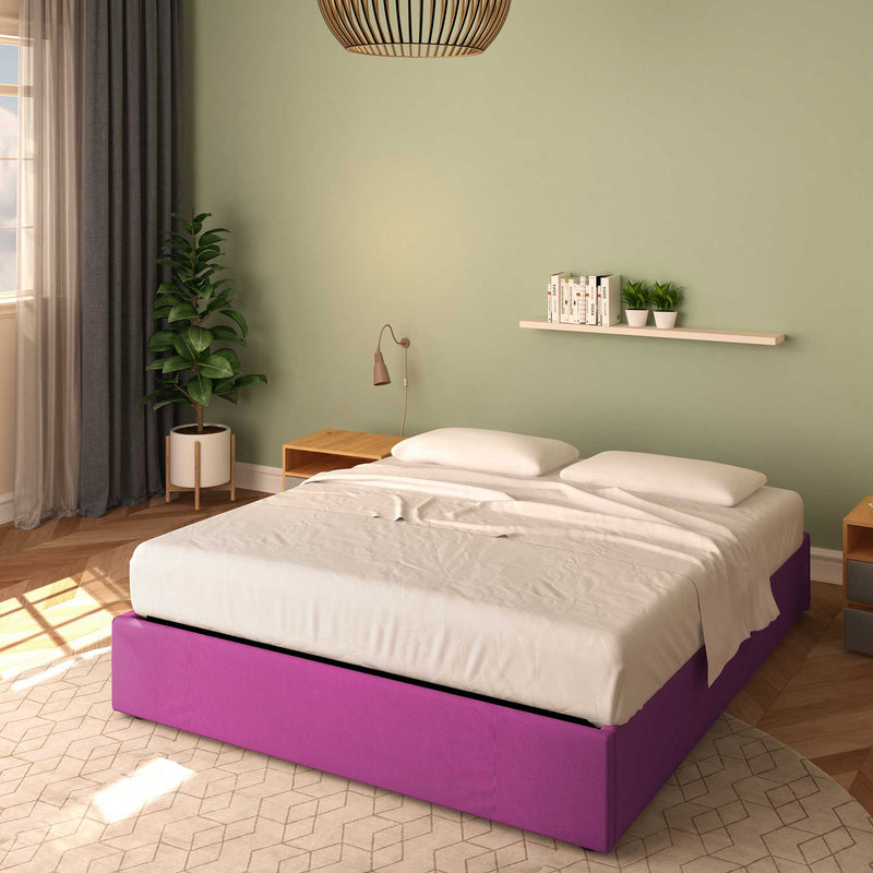 baldiflex letto tessuto fucsia king size queen size senza testata cloe