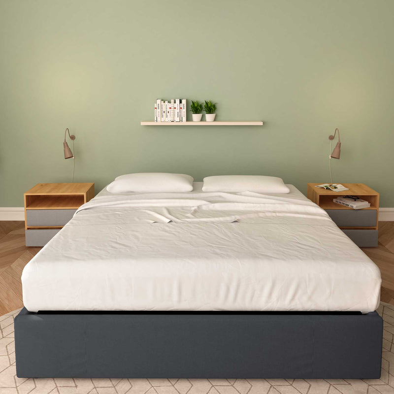 baldiflex letto tessuto grigio grafite king size queen size senza testata cloe