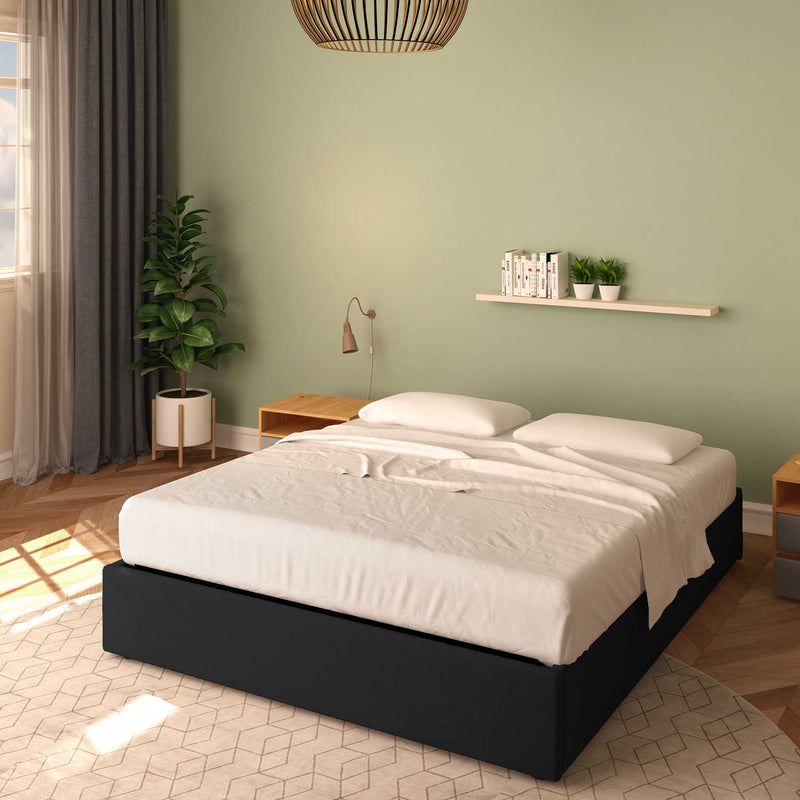 baldiflex letto tessuto nero king size queen size senza testata cloe