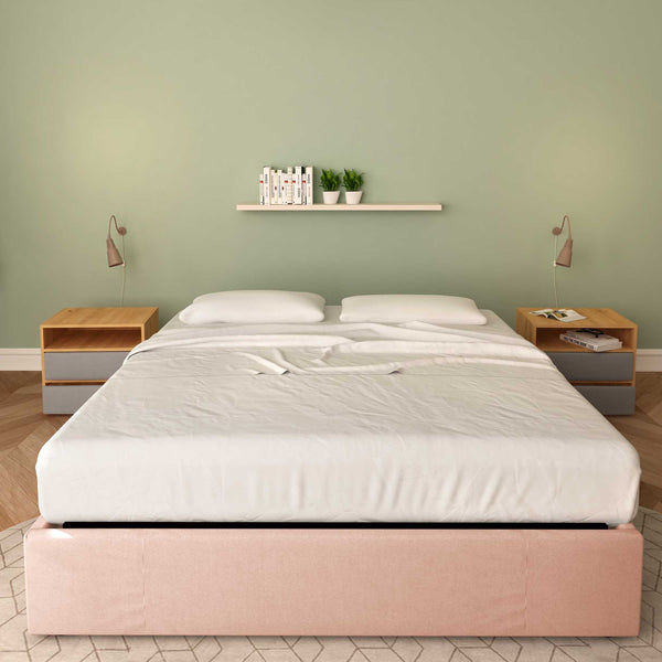 baldiflex letto tessuto rosa antico king size queen size senza testata cloe
