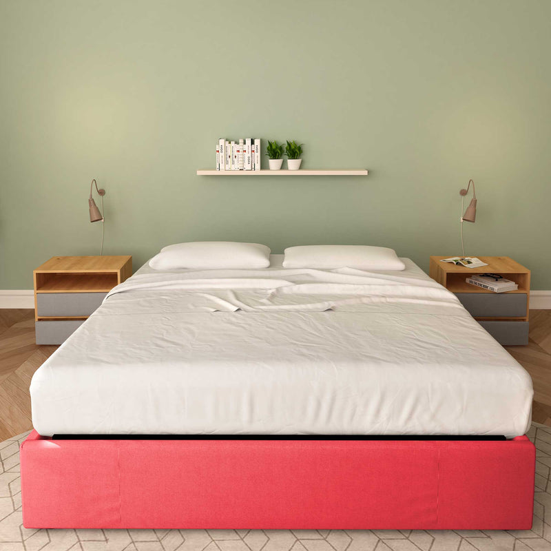 baldiflex letto tessuto rosso king size queen size senza testata cloe