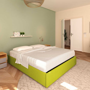 baldiflex letto tessuto verde king size queen size senza testata cloe