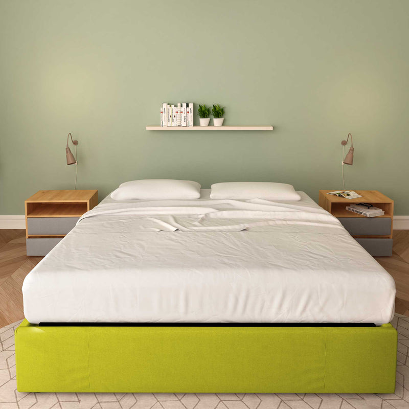 baldiflex letto tessuto verde king size queen size senza testata cloe