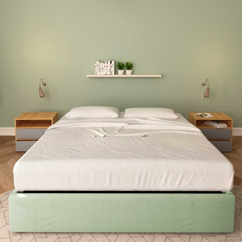 baldiflex letto tessuto verde menta king size queen size senza testata cloe